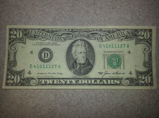 1985 $20 Twenty Dollar Bill Cleveland D41011127a - Shape photo