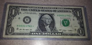 2009 $1 St.  Louis One Dollar Bill Star Note H00311741 Series Key - Circulated photo