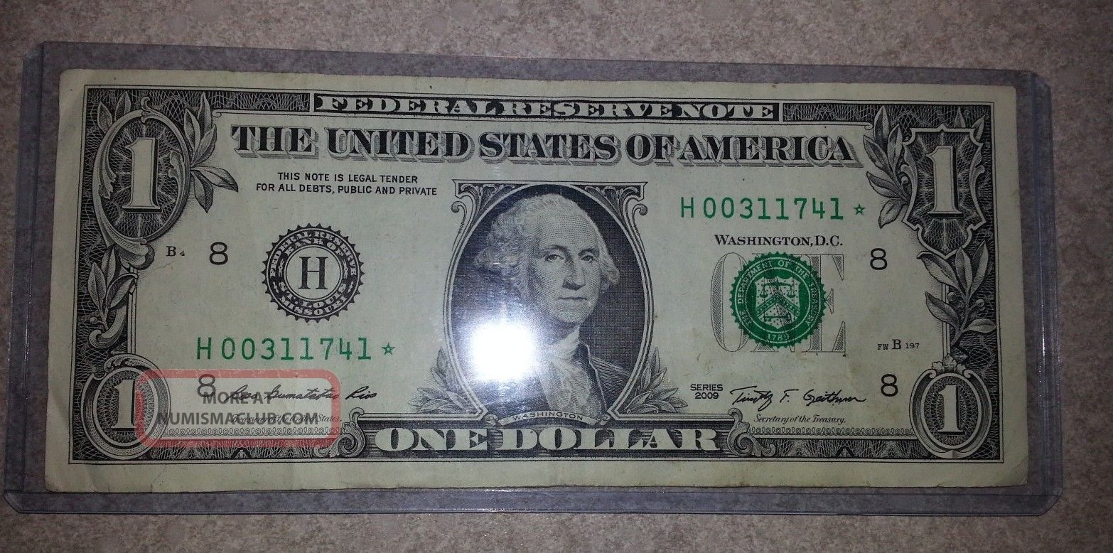 2009 $1 St. Louis One Dollar Bill Star Note H00311741 Series Key - Circulated
