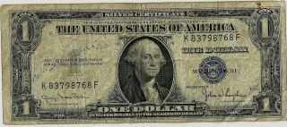One Dollar Silver Certificate Note - Series 1935 D - K 83798768 F photo