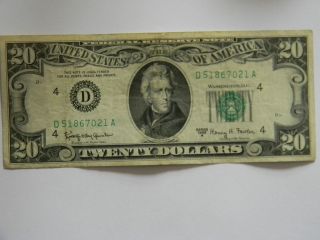 1963a Twenty Dollar $20 Federal Reserve D Series Note photo