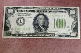 Series 1934 U.  S.  Federal Reserve Note $100 Bill Of S.  F. ,  Ca photo