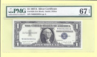 1957 - A Silver Certificate Fr - 1620 $1 N - A Block Pmg - Gem Epq 67 Epq 2893 photo