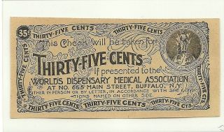 World ' S Dispensary Medical Association Merchant Scrip 35 Cent Buffalo York photo