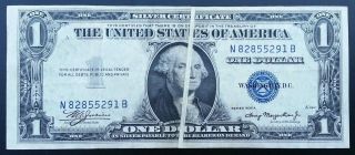 1935 A Silver Certificate Blue Seal One Dollar Bill Gutter Fold Error Crisp photo