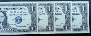 1957 4 Consecutive Sequential One Dollar $1 Bill Blue Seal Note Unc Gems photo