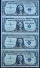 1957 4 Consecutive Sequential One Dollar $1 Bill Blue Seal Note Unc Gems Small Size Notes photo 1