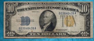 Circa 1934 Gold Seal Silver Certificate - Ten ($10) Dollar North African Us Bill photo