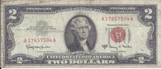 $2 Two Dollar United States Note 1963 - A Old Red Seal Granahan - Fowler photo