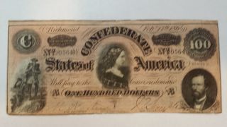 1864 Civil War $100 Confederate 