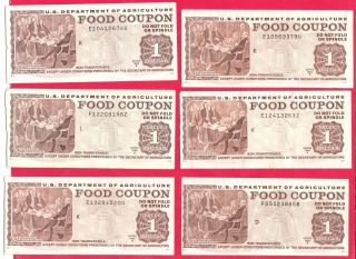 Food Stamp Coupons Six $1.  00 Circulated Department Of Agriculture Usda photo