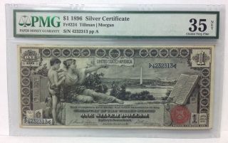 1896 - $1 Educational Silver Certificate - Pmg Choice Very Fine 35 photo