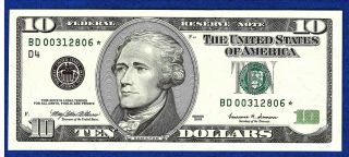 1999 Uncirculated Federal Reserve Ten Dollar Star Note photo