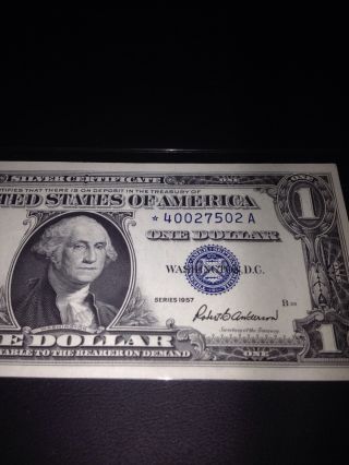 Unc 1957 $1 Dollar Bill Star Note Silver Certificate Currency Paper Money photo