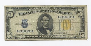 1934 A $5 Silver Certificate.  North Africa Invasion.  Wwii Emergency Currency. photo