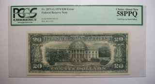 1974 $20 Federal Reserve Note Full Face To Back Offset Error Pcgs 58 Ppq photo
