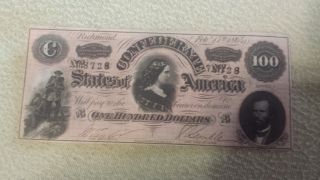 Confederate One Hundred Dollar Bill photo