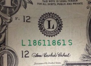 Repeating Fancy Serial Number $1 L1861 1861s Repeater Priority photo