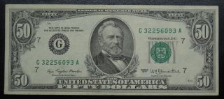 1977 Fifty Dollar Federal Reserve Note Chicago Grading Xf 6093a Pm7 photo