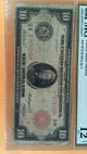 1914 $10 Federal Reserve Red Seal Note - Pmg Graded As 12 Fine Net Large Size Notes photo 1
