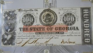 1863 Confederate State Of Georgia $100 Bond Promissory Note Encapsulated photo