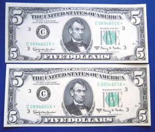 (2) 1963a $5 Frn Fr - 1968c Star Note.  Philadelphia Uncirculated photo