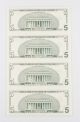 Sheet Of Four (4) Uncut 2001 $5 Bills From Bureau Of Engrave & Print W/ Brochure Small Size Notes photo 1