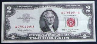 Almost Uncirculated 1963 $2 Red Seal United States Note (a07911644a) photo