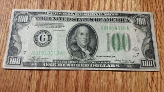 $100 Usa Frn Federal Reserve Note Series 1934a G01810349a photo