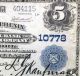 1902 $5 Plain Back - Fr 606 - Highly Desireable Chatham Phenix York Note Large Size Notes photo 2