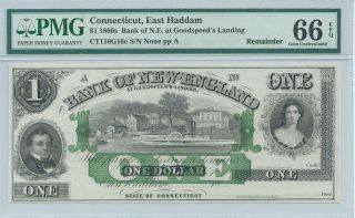Connecticut East Haddam Bank Of England $1 G16c Pmg 66 Epq Obsolete photo