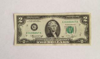 1976 2 Dollar Star Note Frb G Chicago,  District 7 Two Dollar Bill photo