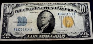 1934 - A - $10 North Africa - Yellowseal,  Silver Certificate. photo