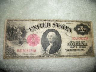 1917 $1 One Dollar Fr 36 Legal Tender Red Seal Bill United States Note,  Circula photo