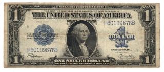 $1 1923 Large Usa One Dollar Silver Certificate Old Paper Money Bill Blue Circ. photo