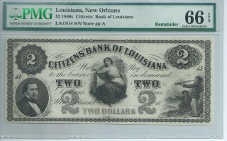 Louisiana Orleans Citizens Bank $2 186x Pmg 66 Epq G4 Obsolete Note photo