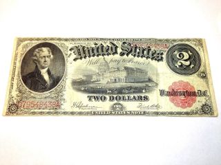 1917 $2 Two Dollar Large Note Legal Tender Bill United States Currency Red Seal photo