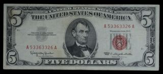 1963 Granahan & Dillon United States Note $5 (five Dollars) Bill Lght Circulated photo