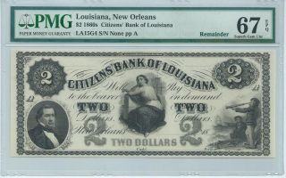 Louisiana Orleans Citizens Bank $2 186x Pmg 67 Epq G4 Obsolete Note photo