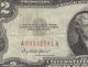 1953 Red Seal $2.  00 Jefferson Note,  Two Dollar Bill A03332591a Small Size Notes photo 1