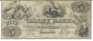 Maryland Hagerstown Valley Bank Note $5 1855 Signed Issued Currency 4197 Rare photo