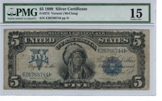 1899 $5 Five Dollars Indian Chief Pmg Choice Fine 15 Silver Certificate photo