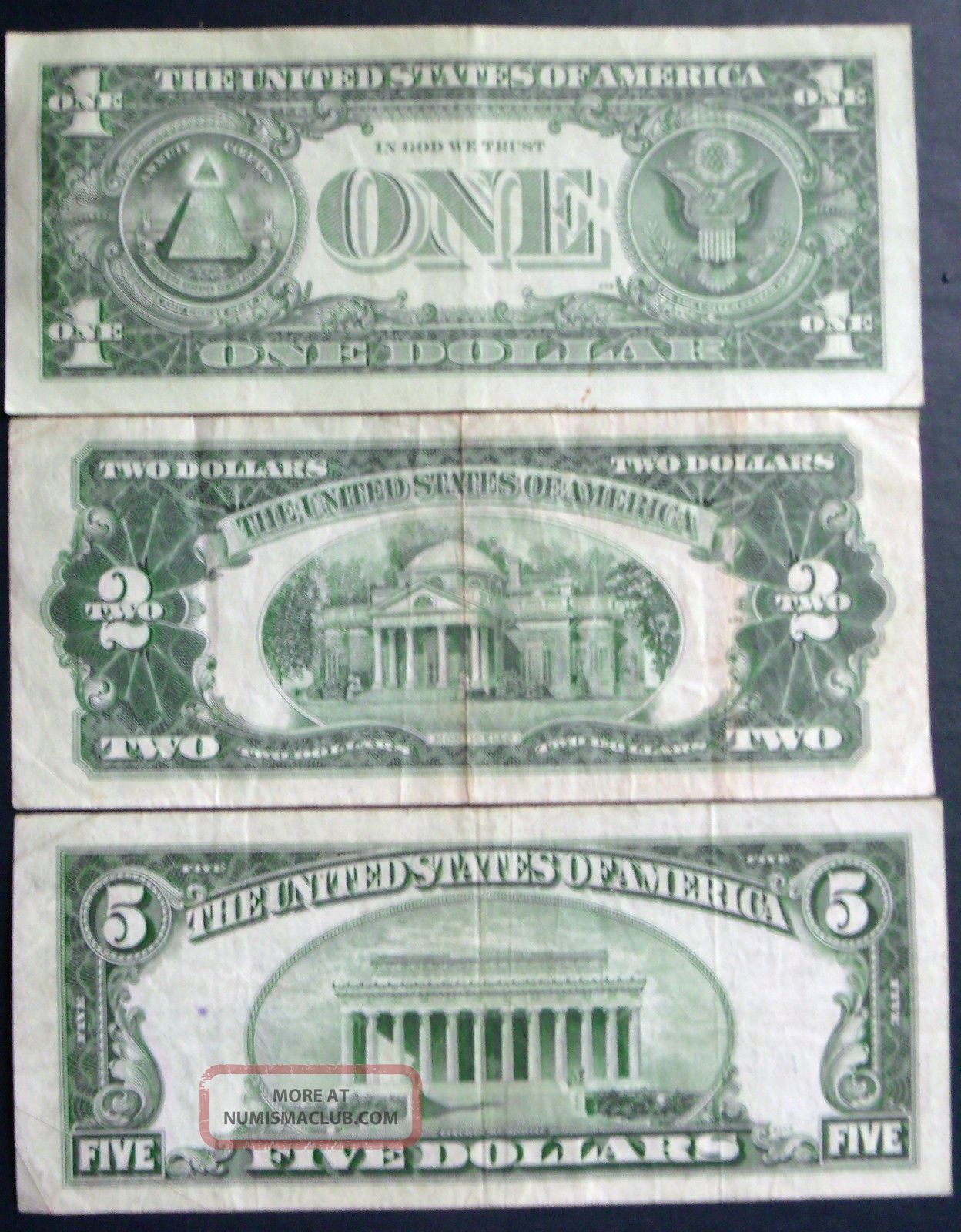 1957 $1 1953 $5 Silver Certificate   1953a $2 United States Note
