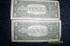 2 San Francisco,  Ca.  One Dollar Bills With Double Stamped Serial Numbers.  Vg++cond Small Size Notes photo 1