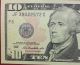 (1) 2009 Crisp Uncirculated $10 Ten Dollar Bill.  Unc Us Currently Small Size Notes photo 1