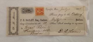 Antique Vintage Bank Note National Bank Of Redemption Boston 1865 photo