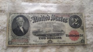 Estate Found 1917 Us Currency Large Size $2 Two Dollar Legal Tender Note photo