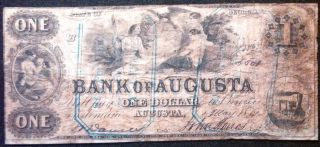 1861 Bank Of Augusta One - Dollar Note - Augusta,  Ga photo