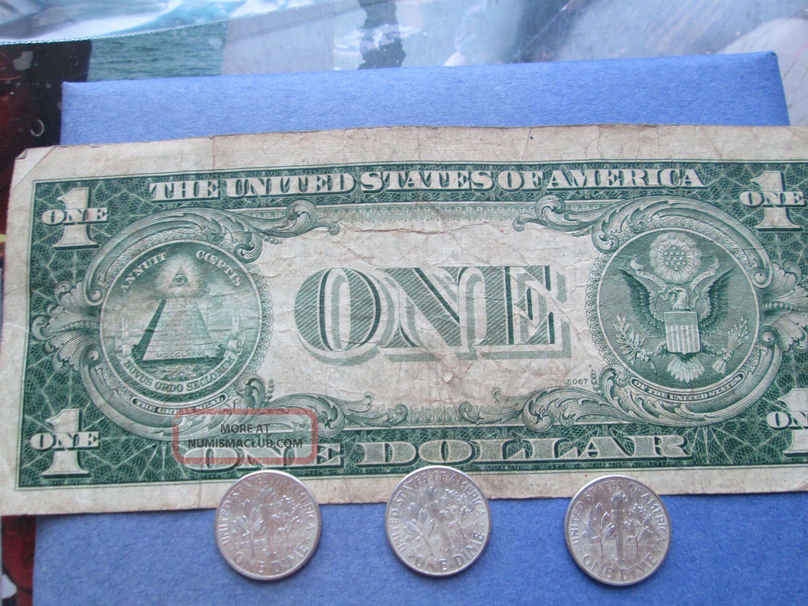 1935d One Dollar Silver Certificate 3 1963d Silver Roosevelt Dimes