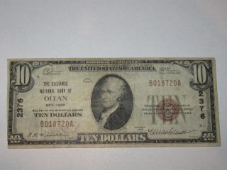 $10 1929 Olean York Ny National Currency Bank Note Bill 2376 Fine photo